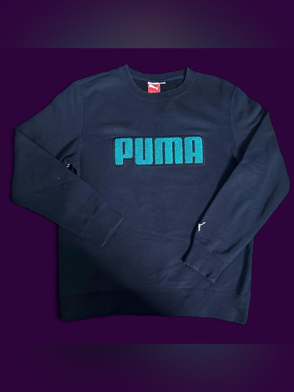 Puma Navy Crewneck Sweatshirt with Teal Logo